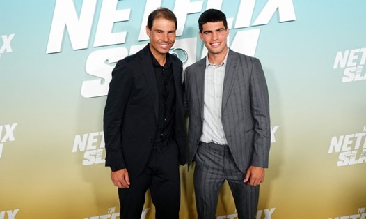 Rafael Nadal và Carlos Alcaraz mang đến trận đấu đầy tính giải trí tại Las Vegas. Ảnh: Tennis365