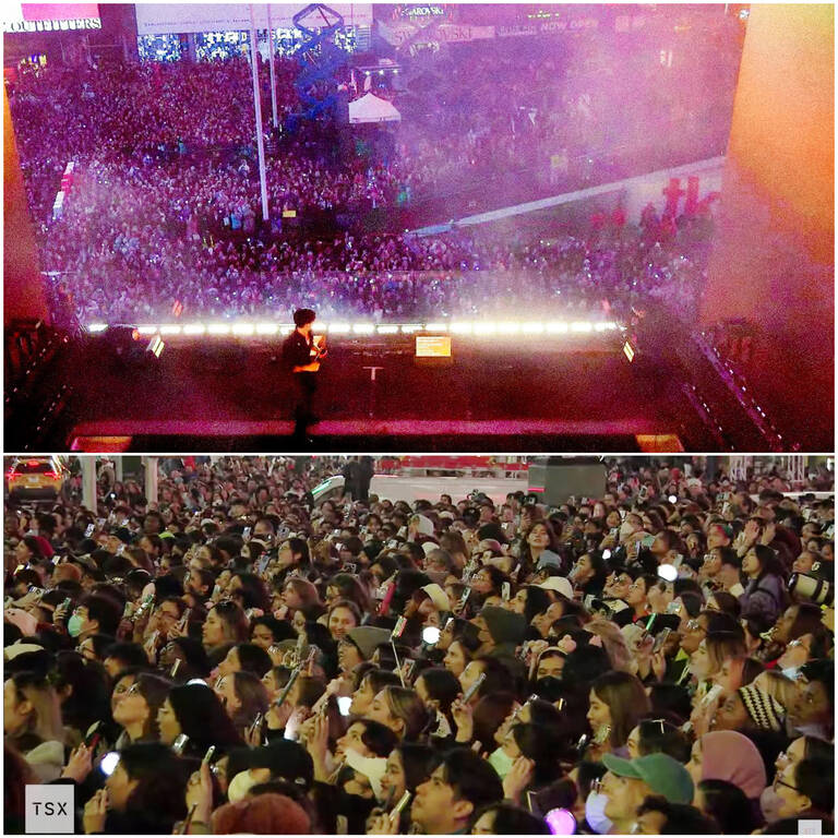Jungkook (BTS) biểu diễn tại Quảng trường thời đại (New York, Mỹ) tháng 11 năm ngoái. Ảnh: X