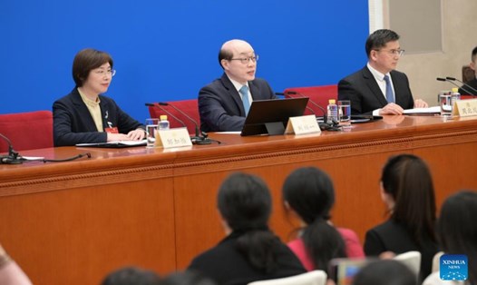 Trung Quốc tổ chức họp báo ngày 3.3 về kỳ họp lưỡng hội. Ảnh: Xinhua