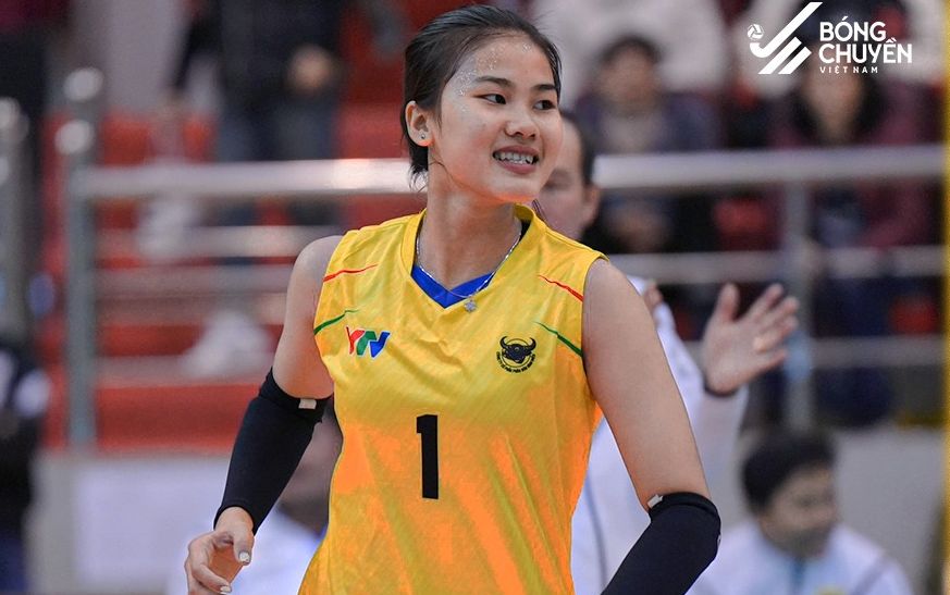 Nguyễn Thị Trà My là cầu thủ trẻ tiềm năng của đội nữ VTV Bình Điền Long An. Ảnh: Bóng chuyền Việt Nam 