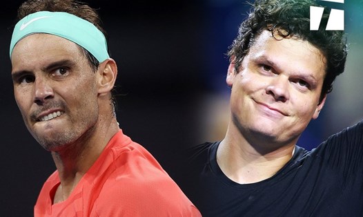 Rafael Nadal gặp Milos Raonic tại vòng 1 giải Indian Wells 2024. Ảnh: Tennis Channel