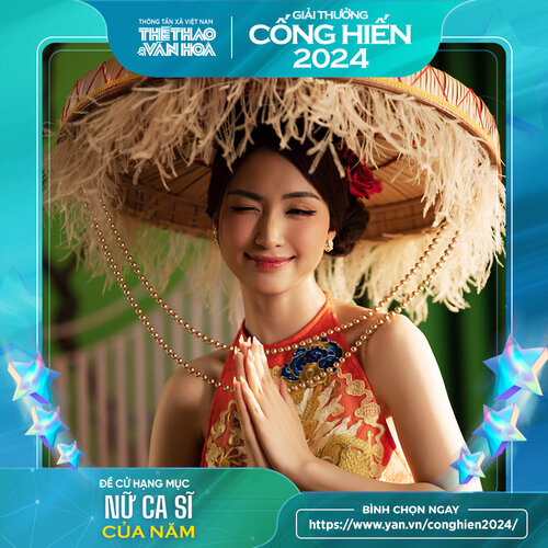 Ca sĩ Hòa Minzy lọt Top đề cử ở 2 hạng mục của giải Cống hiến 2024. Ảnh: BTC 