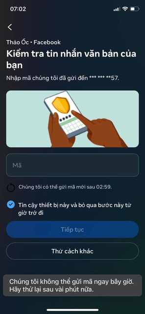 Nhiều người sử dụng tính năng bảo mật 2 lớp của Facebook gặp vấn đề khi không nhận được mã xác nhận đăng nhập. Ảnh: Anh Vũ