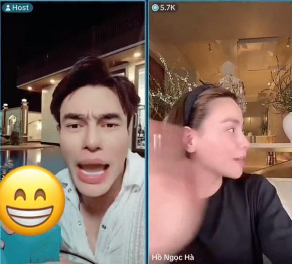 Hồ Ngọc Hà tắt livestream khi Lê Dương Bảo Lâm ngỏ lời mời tham gia gameshow. Ảnh: Cắt từ clip