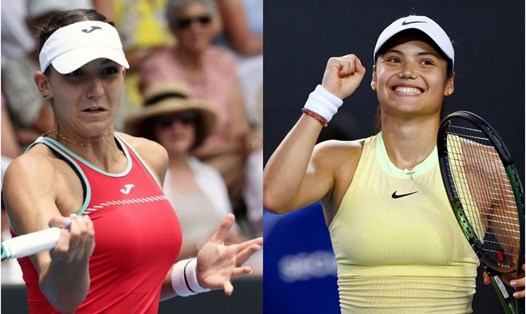 Emma Raducanu (phải) gặp Rebeka Masarova tại vòng 1 giải Indian Wells 2024. Ảnh: WTA