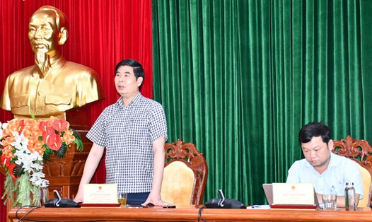 Phó chủ tịch UBND tỉnh Bình Định Lâm Hải Giang thông báo về Giải đua thuyền Grand Prix of Binh Dinh 2024. Ảnh: Xuân Nhàn.