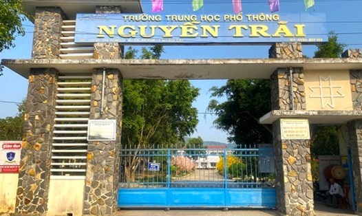 Trường THPT Nguyễn Trãi, nơi em H đang theo học. Ảnh: An Phát 