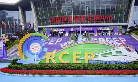 Hội chợ triển lãm kinh tế và thương mại RCEP Hồ Nam đầu tiên tại Trung Quốc, ngày 5.5.2023. Ảnh: Xinhua