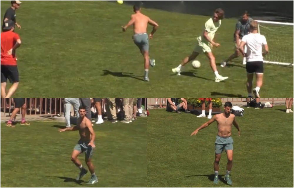 Novak Djokovic ghi bàn, ăn mừng như Didier Drogba và Cristiano Ronaldo. Ảnh: Cắt từ video