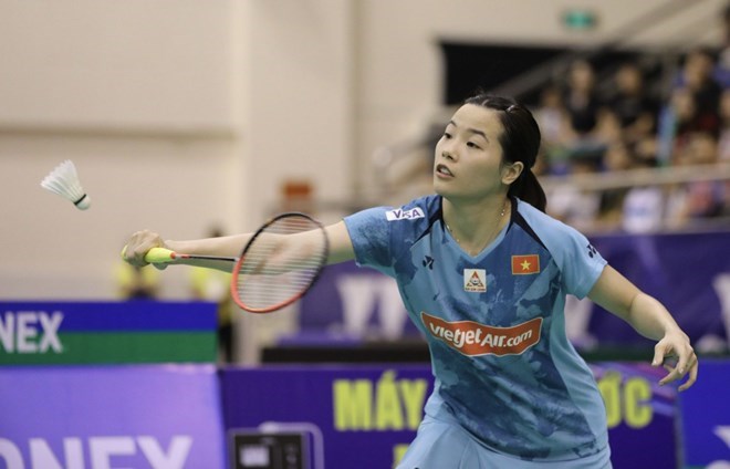 Tay vợt Nguyễn Thùy Linh tại Vietnam Open 2023. Ảnh: Thanh Vũ
