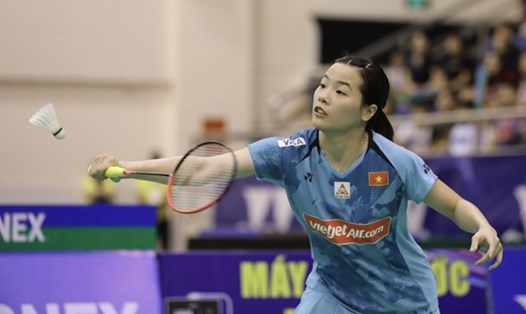 Tay vợt Nguyễn Thùy Linh tại Vietnam Open 2023. Ảnh: Thanh Vũ