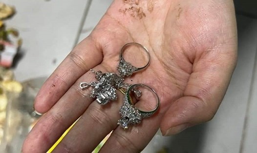 Nhẫn và bông tai kim cương của một người dân sống tại Vinhomes được tìm thấy. Ảnh: Cư dân cung cấp