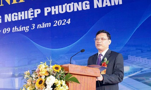 Ông Nghiêm Xuân Cường - Phó Chủ tịch UBND tỉnh Quảng Ninh phát biểu tại lễ khánh thành. Ảnh: Cổng TTĐT Uông Bí