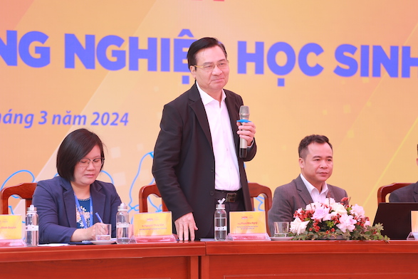 TS Phạm Như Nghệ - Phó Vụ trưởng Vụ Giáo dục Đại học, Bộ Giáo dục và Đào tạo chia sẻ với học sinh những thông tin mới nhất về công tác tuyển sinh đại học năm 2024.  