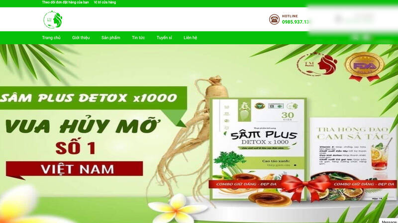 Website, hình ảnh liên hệ và hình ảnh loạt sản phẩm quảng cáo trên website Thanh Mong Pharma. Ảnh: Nhóm PV 