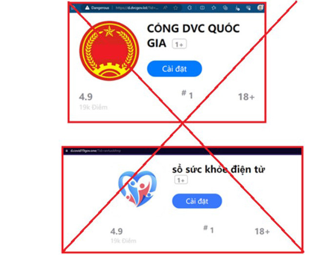 Nhiều ứng dụng giả mạo các app cung cấp dịch vụ công đã được các đối tượng tạo lập để lừa người dùng. Ảnh: Công ty An ninh mạng Viettel