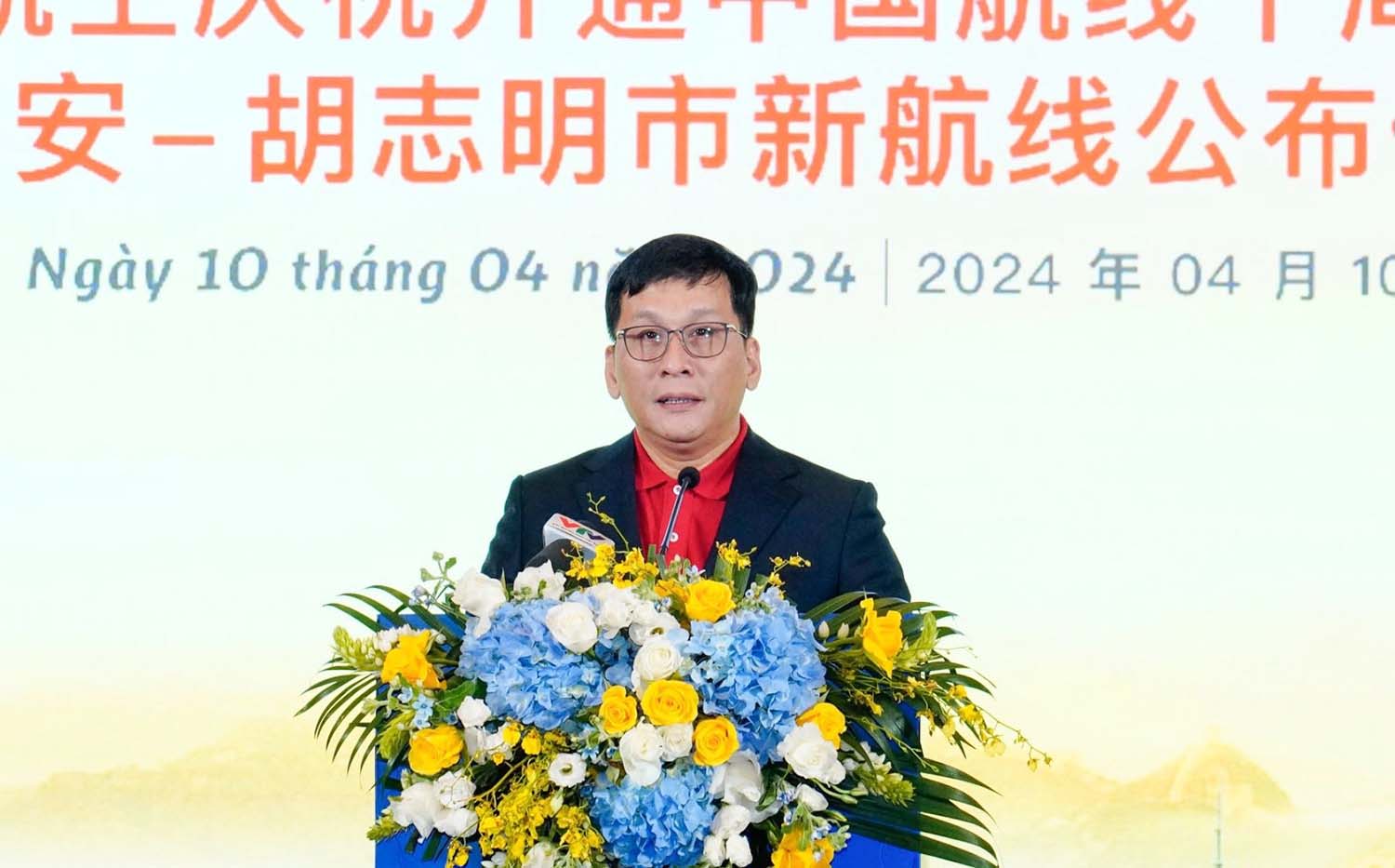 Tổng giám đốc Vietjet Đinh Việt Phương phát biểu tại sự kiện. Ảnh: Phương Tuyền