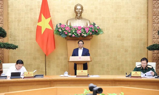 Thủ tướng Chính phủ Phạm Minh Chính chủ trì phiên họp Chính phủ chuyên đề xây dựng pháp luật tháng 4.2024. Ảnh: VGP