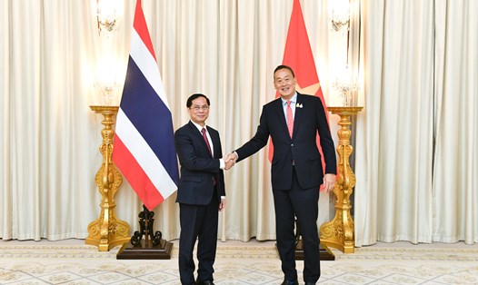 Thủ tướng Vương quốc Thái Lan Srettha Thavisin tiếp Bộ trưởng Ngoại giao Bùi Thanh Sơn. Ảnh: Thaigov.go.th