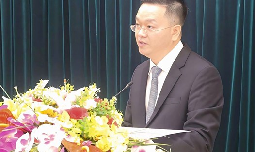 Phó Giám đốc sở Xây dựng tỉnh Lào Cai phát biểu nhận nhiệm vụ. Ảnh: Lê Nam