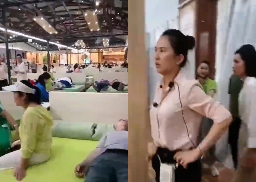 Video về sự việc này lan truyền rộng rãi trên mạng xã hội, nhưng chưa rõ đoàn khách cuối cùng có thể rời khỏi cửa hàng như thế nào. Ảnh: Weibo