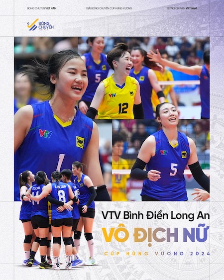 VTV Bình Điền Long An vô địch Cúp Hùng Vương 2024. Ảnh: Bóng chuyền Việt Nam