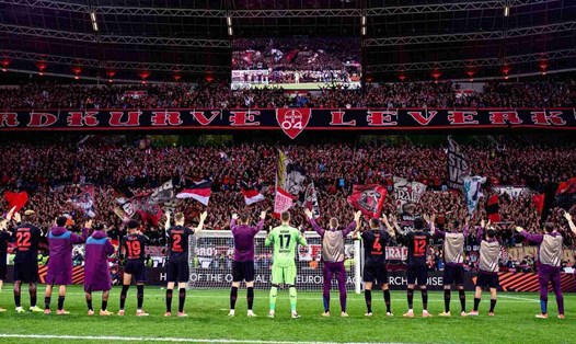 Đoàn quân của Xabi Alonso chỉ cách chức vô địch Bundesliga một chiến thắng nữa.  Ảnh: Bayer Leverkusen