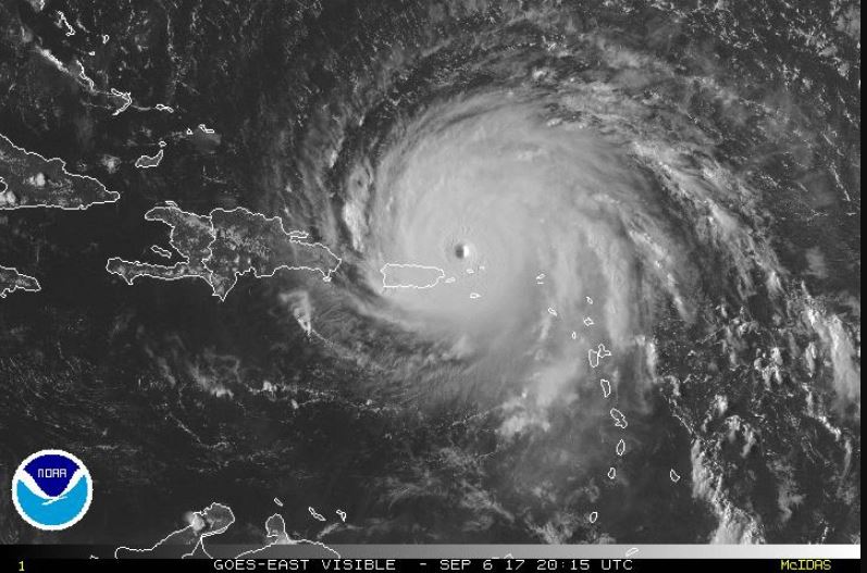 Bão Irma là cơn bão cấp 5 tồn tại lâu nhất được ghi nhận kể từ năm 1966. Ảnh: NOAA