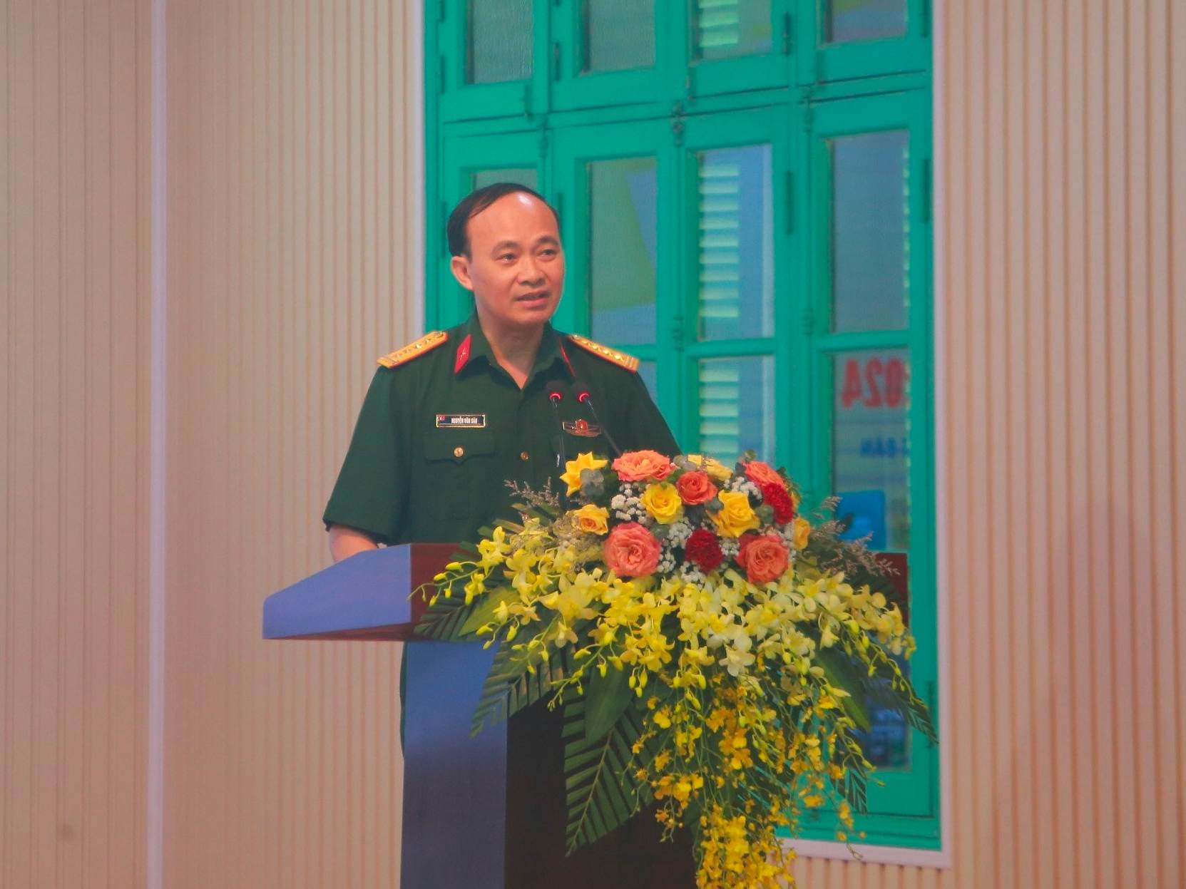 Đại tá Nguyễn Văn Sáu phát biểu tại buổi lễ ra mắt. Ảnh: Thùy Trang