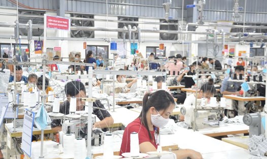 Công nhân một doanh nghiệp may mặc tỉnh Bắc Giang. Ảnh: Bảo Hân