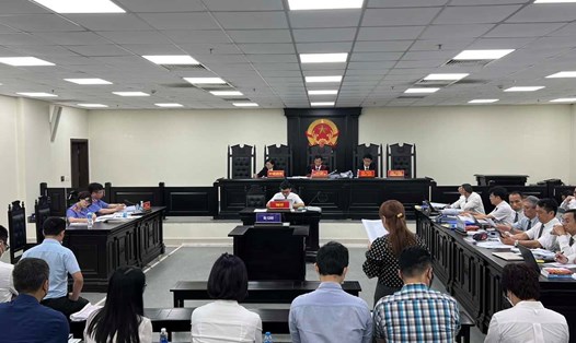 Phiên tòa xét xử cựu chủ tịch Vimedimex Nguyễn Thị Loan và 10 bị cáo liên quan. Ảnh: Quang Việt