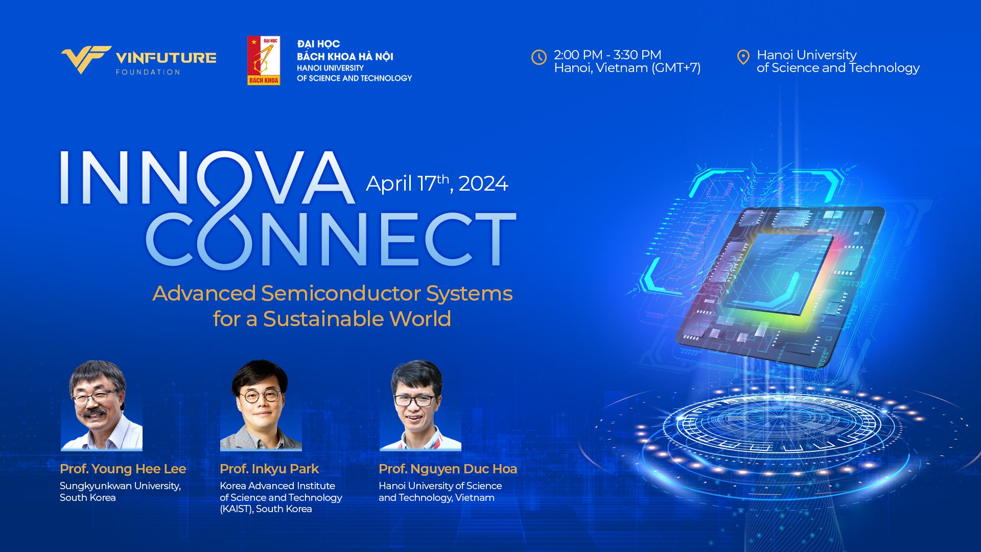 Chuỗi hoạt động InnovaConnect gồm những hoạt động giao lưu học thuật và trao đổi chuyên môn diễn ra trực tiếp giữa những nhà khoa học uy tín thế giới với các Trường, Viện hàng đầu Việt Nam.

