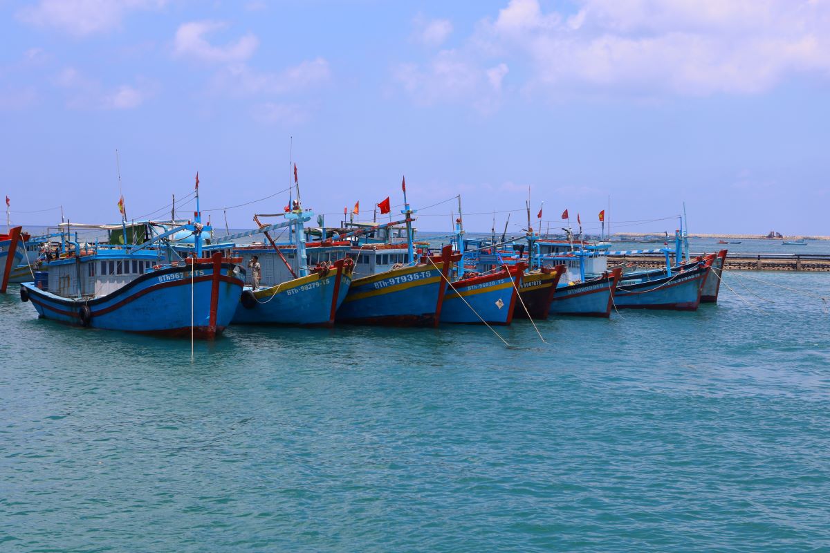 Tàu cá neo đậu ở cảng Phú Quý. Ảnh: Duy Tuấn