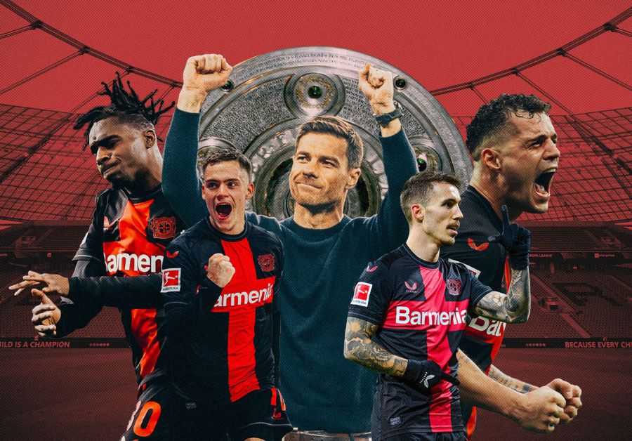 Xabi Alonso cùng các cầu thủ tạo nên lịch sử cho câu lạc bộ Bayer Leverkusen. Ảnh: Opta