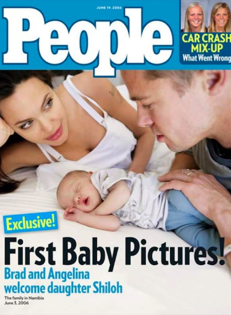 Shiloh lên bìa tạp chí ngay khi mới sinh. Ảnh: People