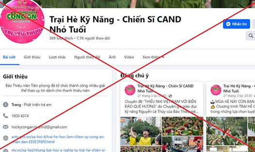 Trang Facebook đăng thông tin trại hè kỹ năng, học kỳ công an lừa đảo phụ huynh Đà Nẵng. Ảnh chụp màn hình