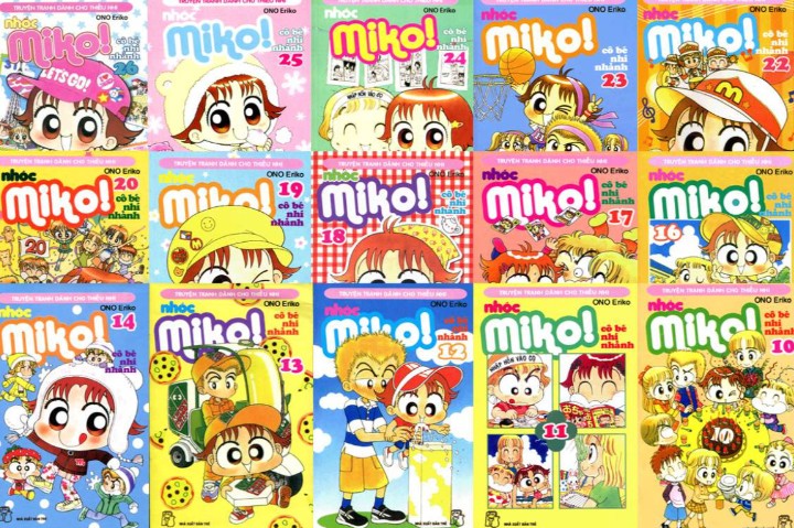 Một số tập truyện của “Nhóc Miko - cô bé nhí nhảnh“. Ảnh: Vi Vi.