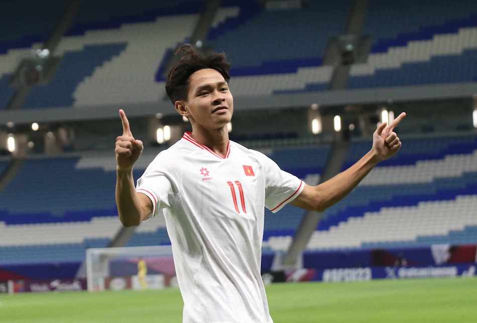 Bùi Vĩ Hào ghi 2 bàn thắng và 1 kiến tạo cho U23 Việt Nam tại giải U23 châu Á 2024. Ảnh: VFF