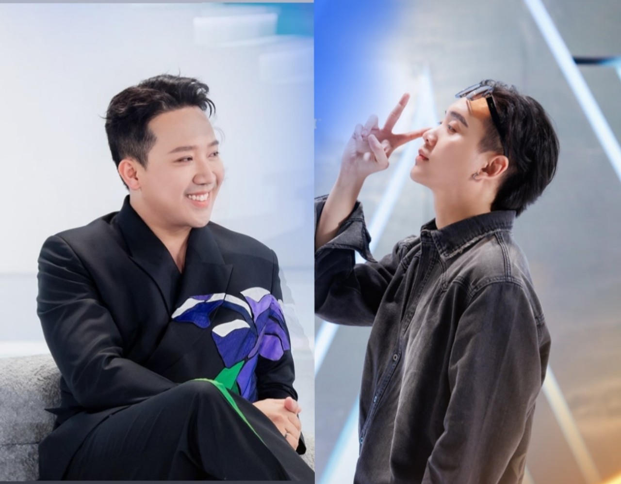 Trấn Thành và JustaTee trong buổi ghi hình đầu tiên của "Anh trai say hi". Ảnh: VieON.