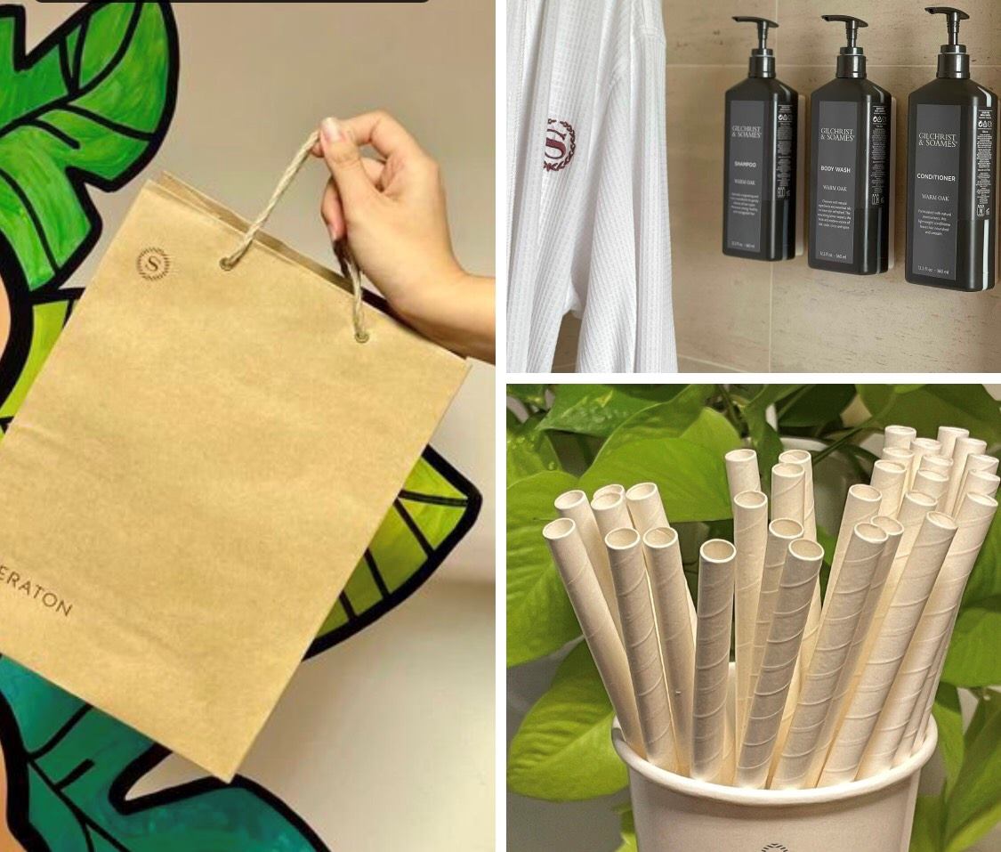 Hưởng ứng ngày Trái đất, các sản phẩm thân thiện môi trường dần thay thế sản phẩm giấy ở các khách sạn  tại Nha Trang. Ảnh: Minh Hà 