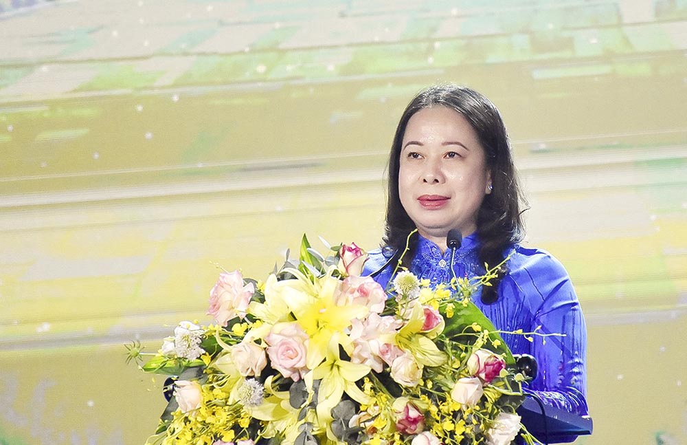 Quyền Chủ tịch nước Võ Thị Ánh Xuân phát biểu tại lễ phát động. Ảnh: Thanh Bình