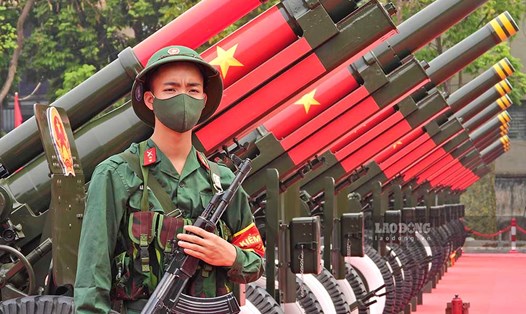 Cận cảnh dàn đại pháo phục vụ Lễ kỷ niệm 70 năm Chiến thắng Điện Biên Phủ. Ảnh: Văn Thành Chương
