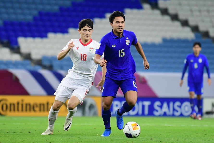 U23 Thái Lan thua U23 Tajikistan ở những phút cuối trận. Ảnh: FAT
