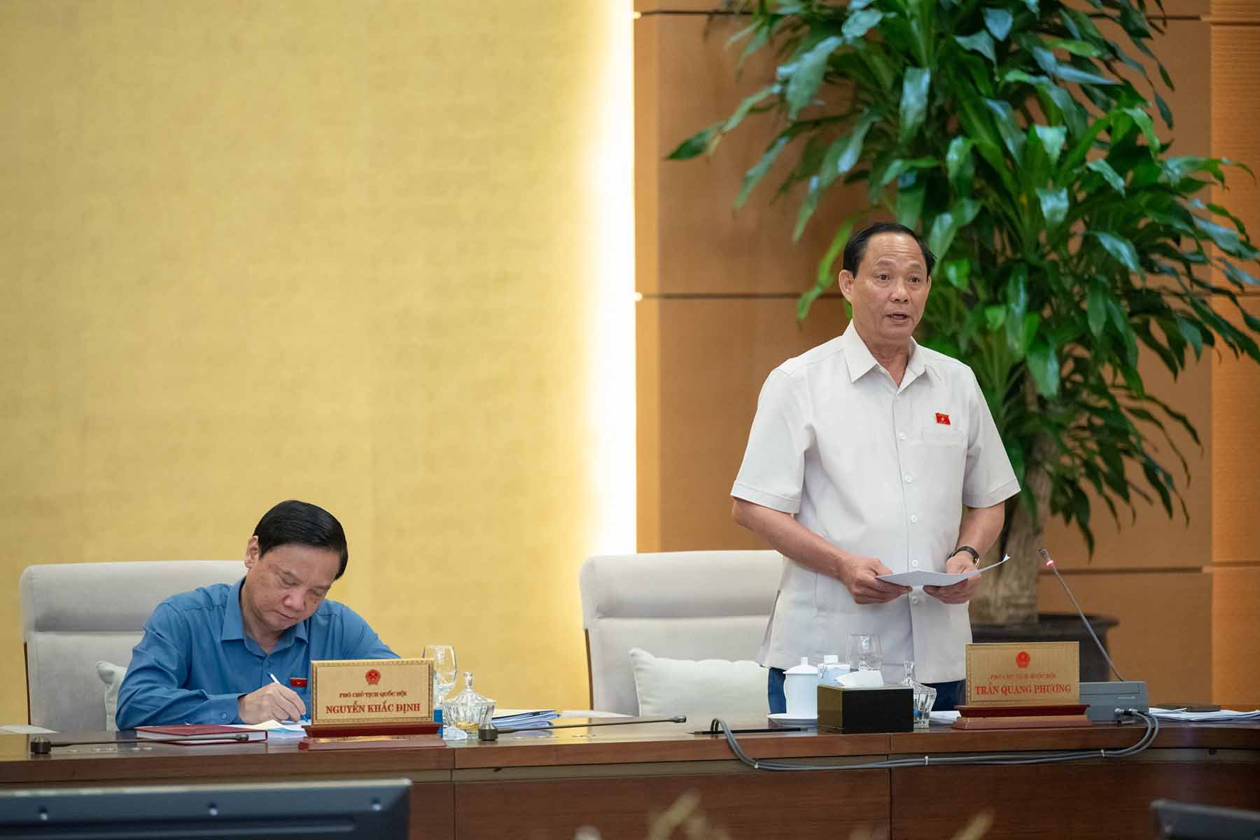 Phó Chủ tịch Quốc hội Trần Quang Phương phát biểu tại phiên họp. Ảnh: Phạm Đông