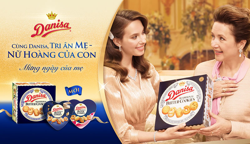 Danisa hộp trái tim phiên bản giới hạn với thiết kế xanh hồng ngọt ngào như chính tình yêu của con dành cho mẹ. Ảnh: DN cung cấp