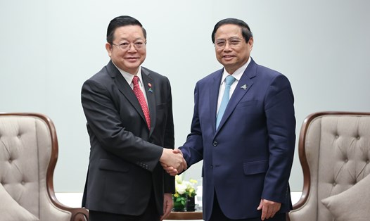 Thủ tướng Chính phủ Phạm Minh Chính tiếp Tổng Thư ký ASEAN Kao Kim Hourn. Ảnh: Hải Nguyễn