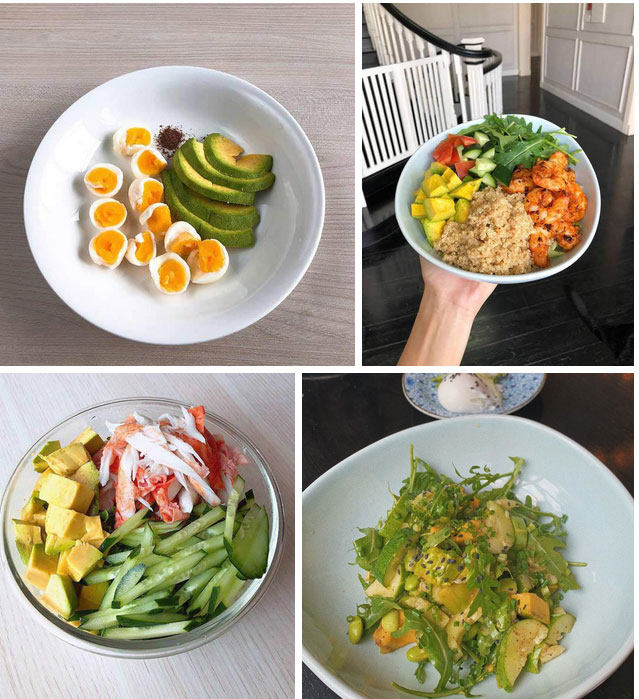 Những món ăn nhiều rau xanh được Tăng Thanh Hà ưu tiên. Ảnh: Instagram.