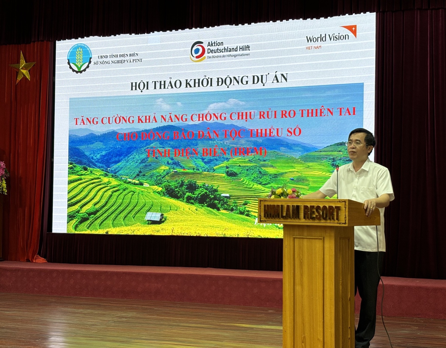 Ông Trần Văn Thượng - Phó Giám đốc phụ trách Sở Nông nghiệp và Phát triển Nông thôn tỉnh Điện Biên - phát biểu tại sự kiện. Ảnh: World Vision