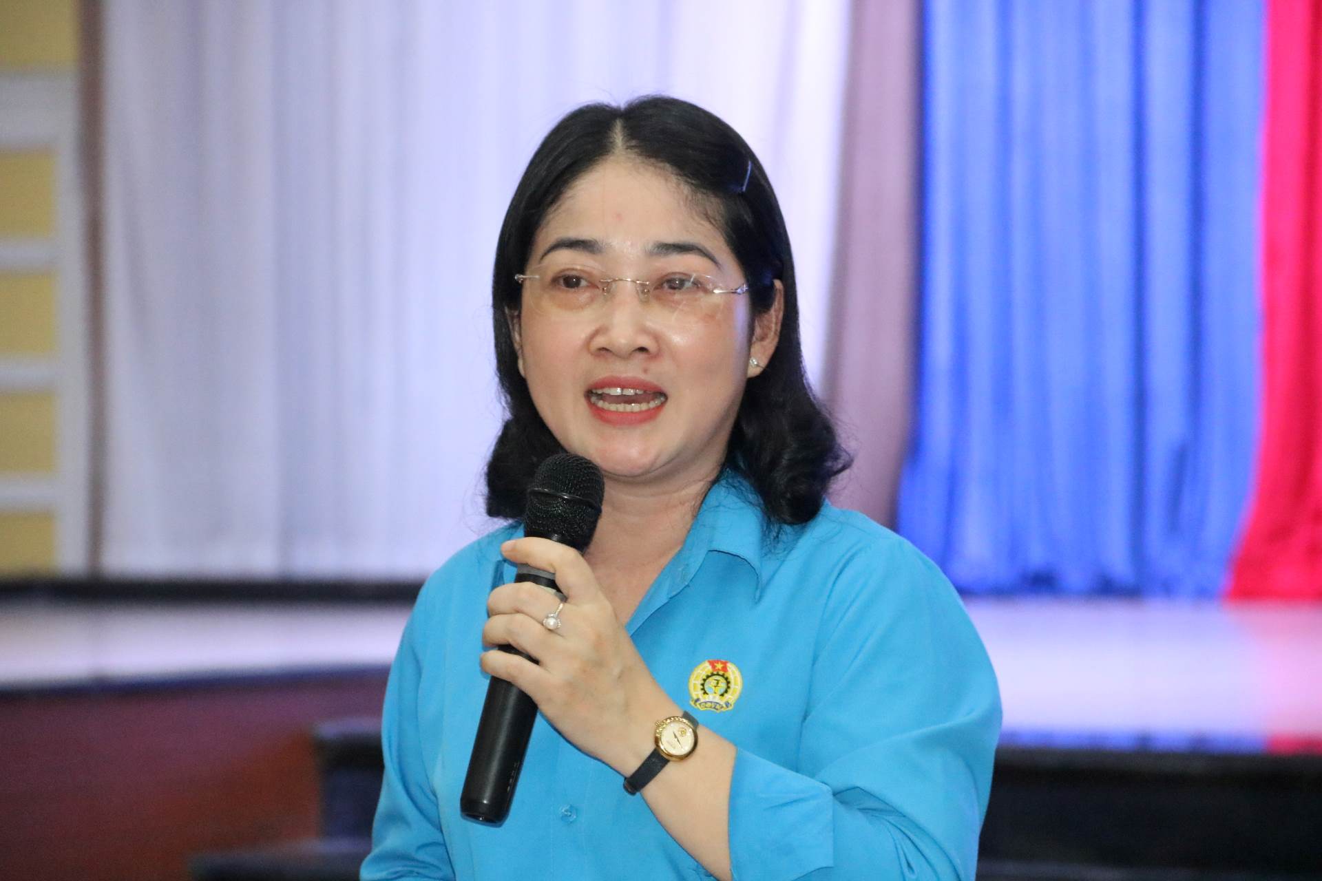 Bà Nguyễn Kim Loan - Chủ tịch LĐLĐ tỉnh Bình Dương. Ảnh: Đình Trọng