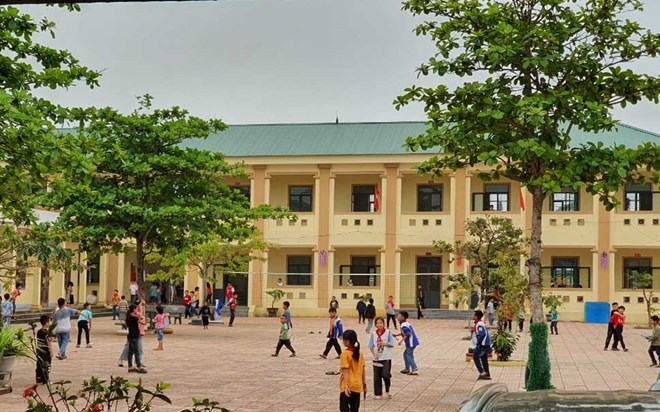 Điểm chính Trường Tiểu học Ngọc Sơn (huyện Thanh Chương, Nghệ An) được xây dựng khang trang. Ảnh: Quang Đại
